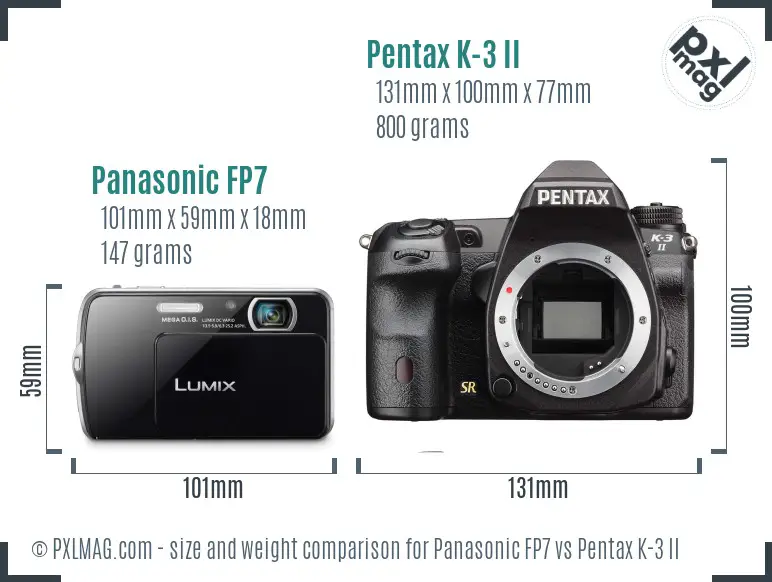 Panasonic FP7 vs Pentax K-3 II size comparison