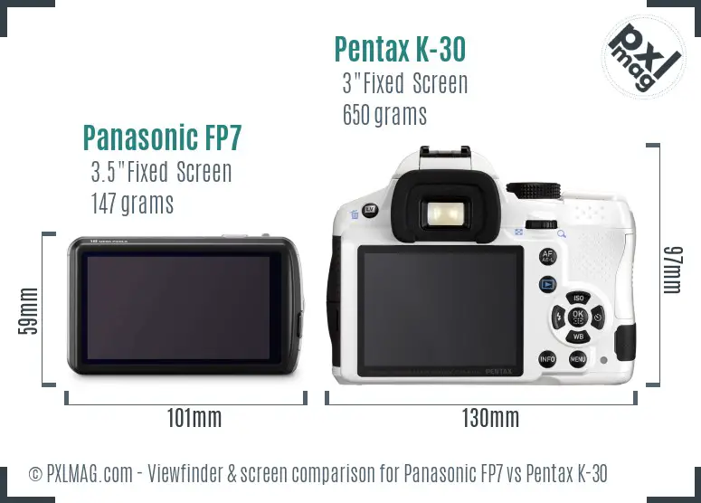 Panasonic FP7 vs Pentax K-30 Screen and Viewfinder comparison