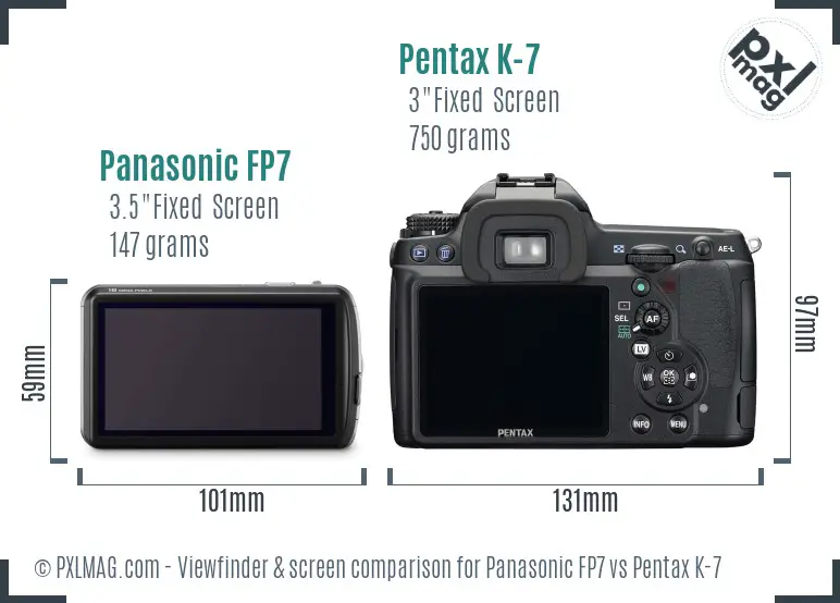 Panasonic FP7 vs Pentax K-7 Screen and Viewfinder comparison
