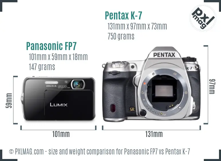 Panasonic FP7 vs Pentax K-7 size comparison