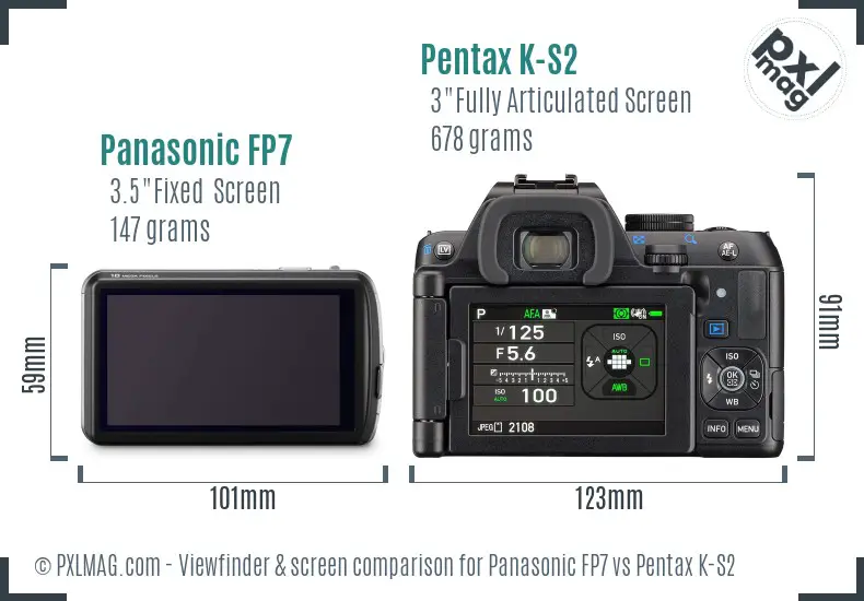 Panasonic FP7 vs Pentax K-S2 Screen and Viewfinder comparison