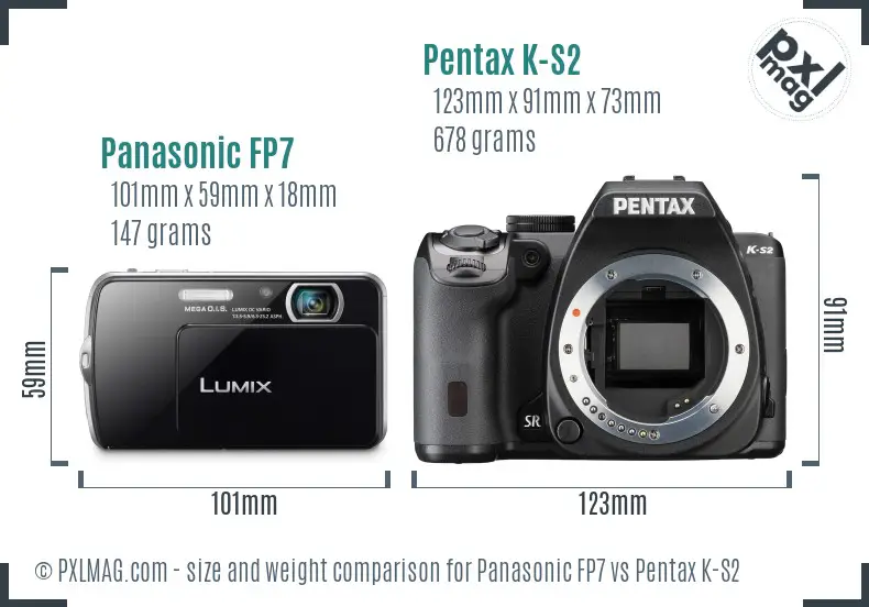 Panasonic FP7 vs Pentax K-S2 size comparison