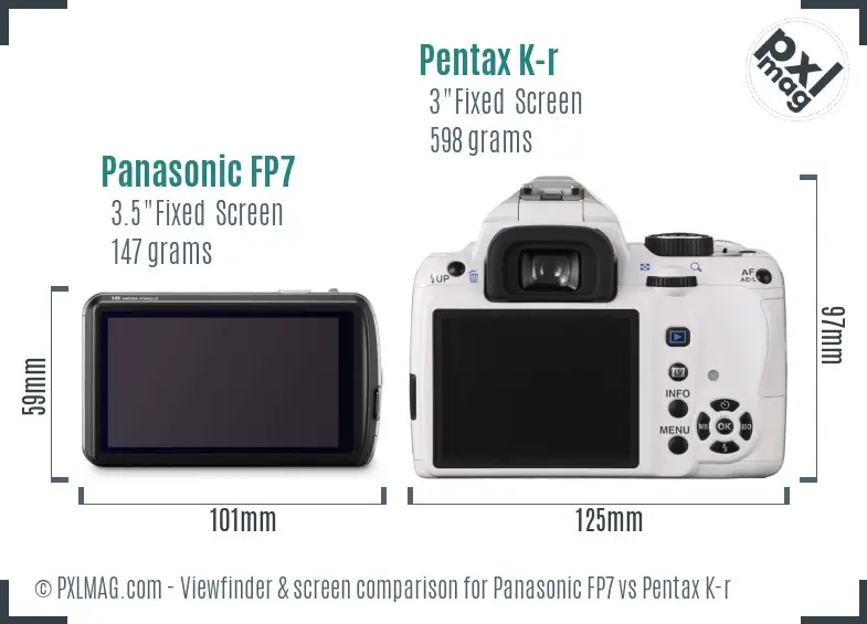 Panasonic FP7 vs Pentax K-r Screen and Viewfinder comparison