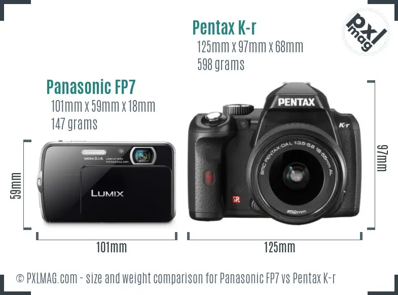 Panasonic FP7 vs Pentax K-r size comparison