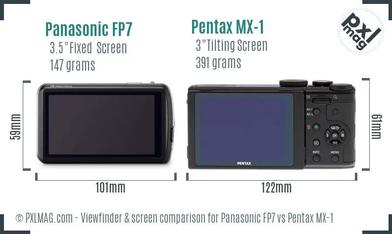 Panasonic FP7 vs Pentax MX-1 Screen and Viewfinder comparison