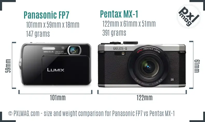 Panasonic FP7 vs Pentax MX-1 size comparison