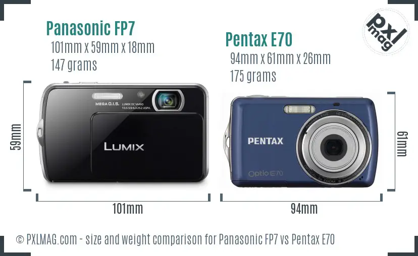 Panasonic FP7 vs Pentax E70 size comparison Panasonic FP7 vs Pentax E70 size comparison