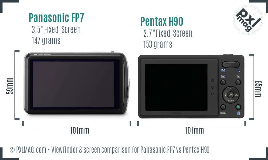 Panasonic FP7 vs Pentax H90 Screen and Viewfinder comparison