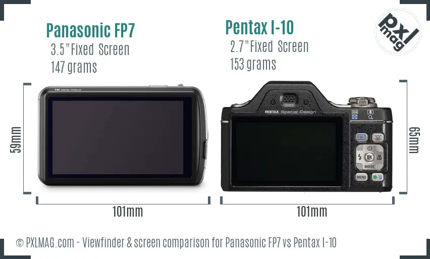 Panasonic FP7 vs Pentax I-10 Screen and Viewfinder comparison
