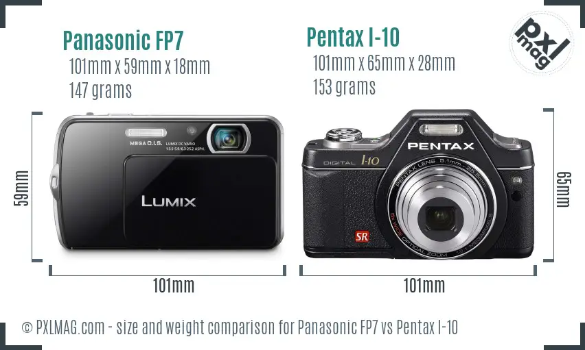 Panasonic FP7 vs Pentax I-10 size comparison