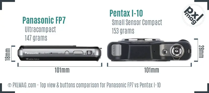 Panasonic FP7 vs Pentax I-10 top view buttons comparison
