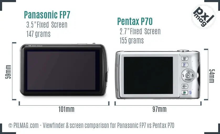 Panasonic FP7 vs Pentax P70 Screen and Viewfinder comparison