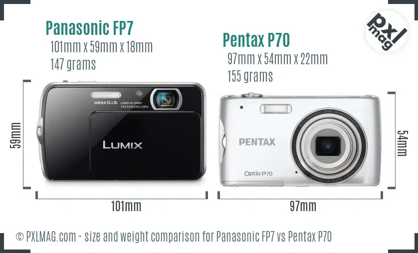 Panasonic FP7 vs Pentax P70 size comparison