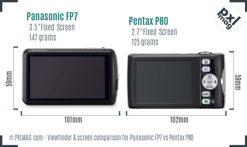 Panasonic FP7 vs Pentax P80 Screen and Viewfinder comparison