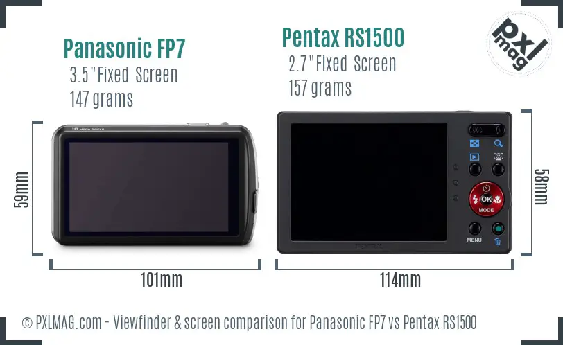 Panasonic FP7 vs Pentax RS1500 Screen and Viewfinder comparison