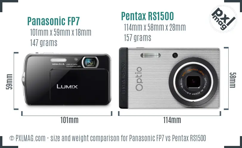 Panasonic FP7 vs Pentax RS1500 size comparison