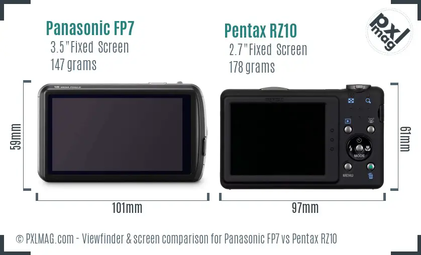 Panasonic FP7 vs Pentax RZ10 Screen and Viewfinder comparison