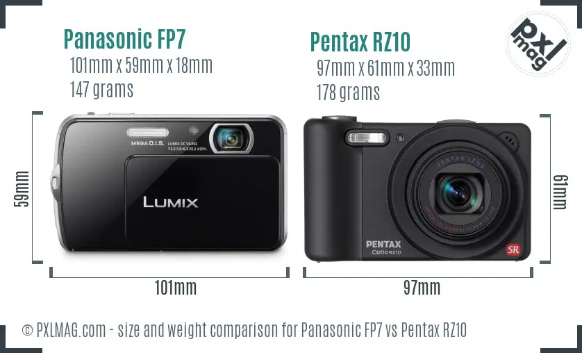 Panasonic FP7 vs Pentax RZ10 size comparison