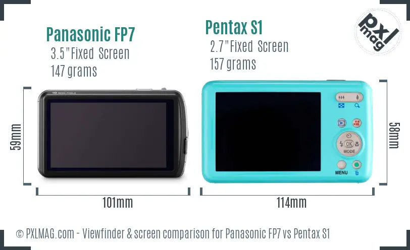 Panasonic FP7 vs Pentax S1 Screen and Viewfinder comparison