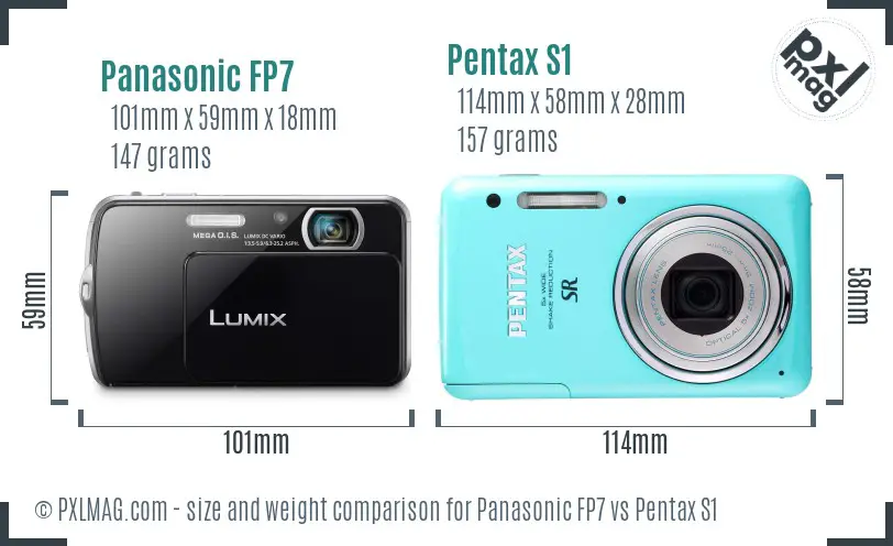 Panasonic FP7 vs Pentax S1 size comparison
