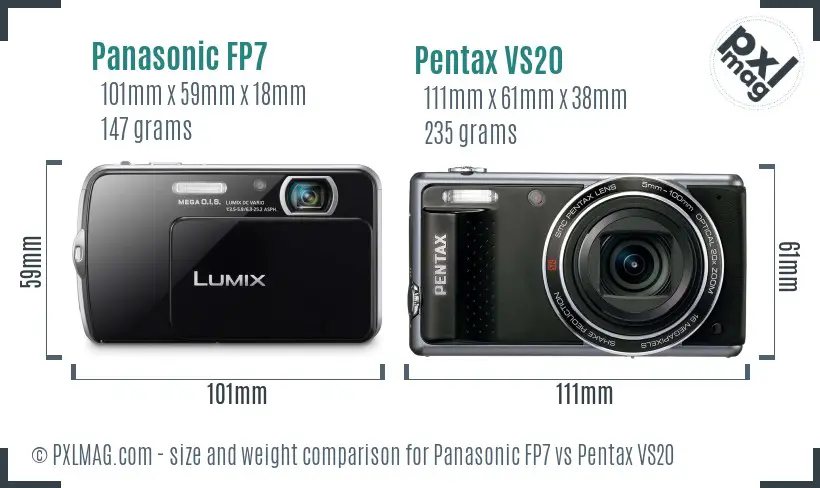 Panasonic FP7 vs Pentax VS20 size comparison