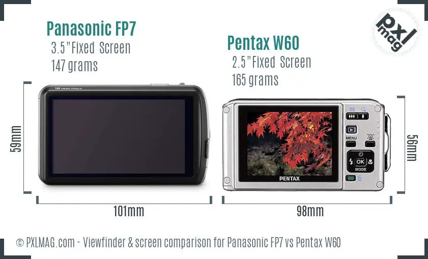 Panasonic FP7 vs Pentax W60 Screen and Viewfinder comparison