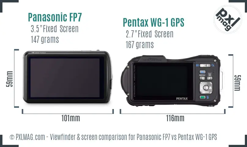 Panasonic FP7 vs Pentax WG-1 GPS Screen and Viewfinder comparison