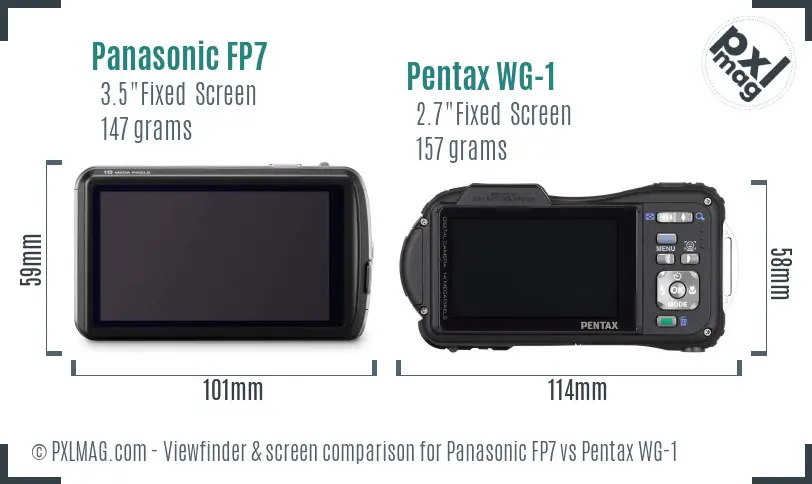 Panasonic FP7 vs Pentax WG-1 Screen and Viewfinder comparison