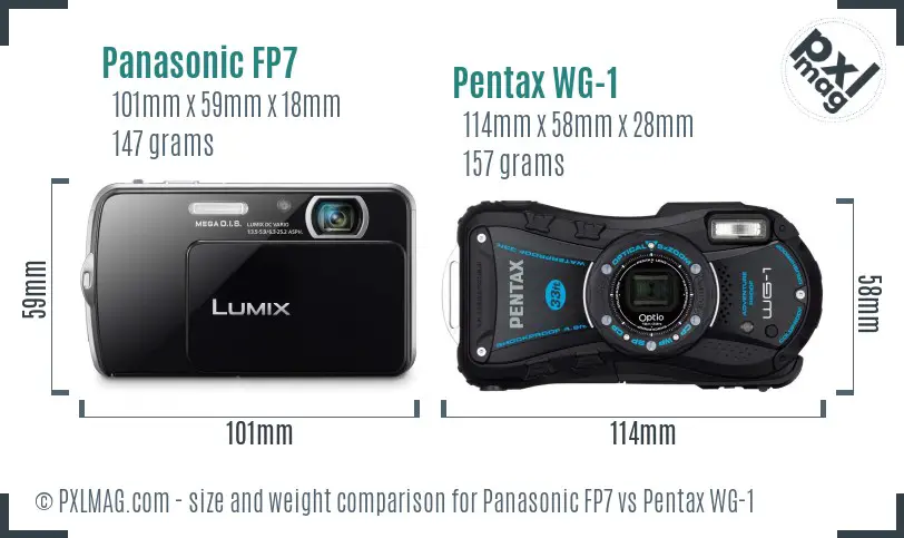 Panasonic FP7 vs Pentax WG-1 size comparison
