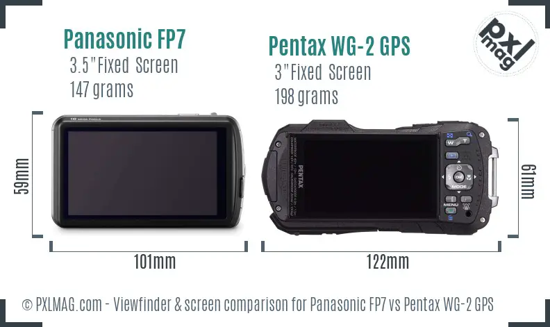 Panasonic FP7 vs Pentax WG-2 GPS Screen and Viewfinder comparison