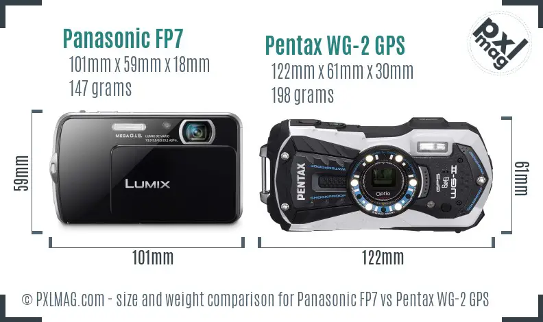 Panasonic FP7 vs Pentax WG-2 GPS size comparison