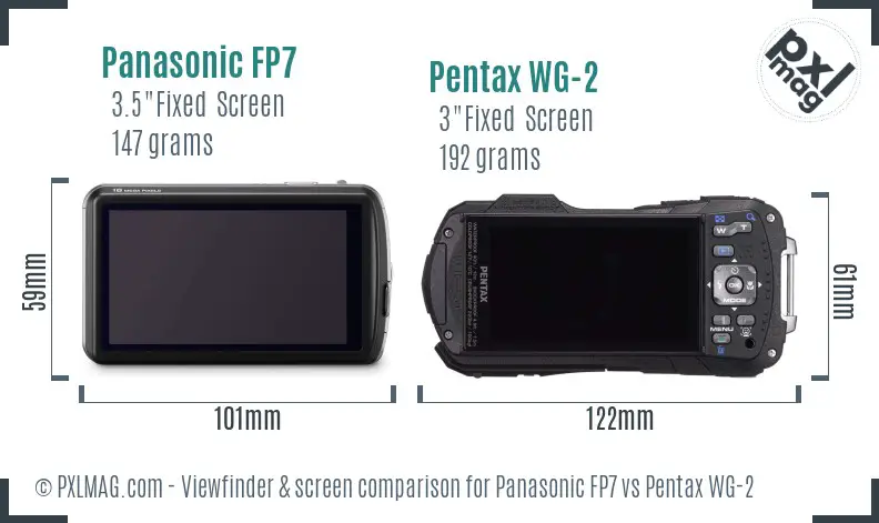 Panasonic FP7 vs Pentax WG-2 Screen and Viewfinder comparison
