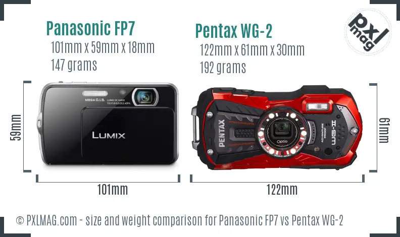 Panasonic FP7 vs Pentax WG-2 size comparison
