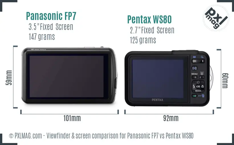 Panasonic FP7 vs Pentax WS80 Screen and Viewfinder comparison