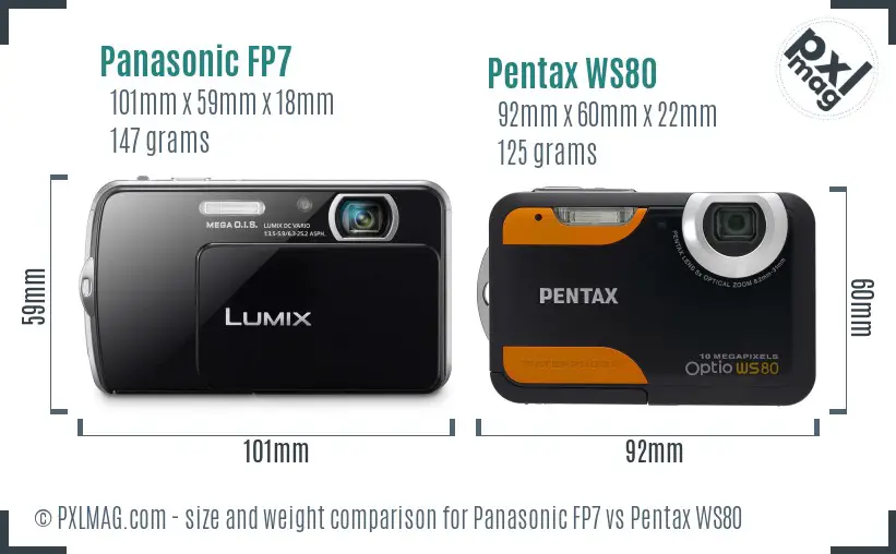 Panasonic FP7 vs Pentax WS80 size comparison