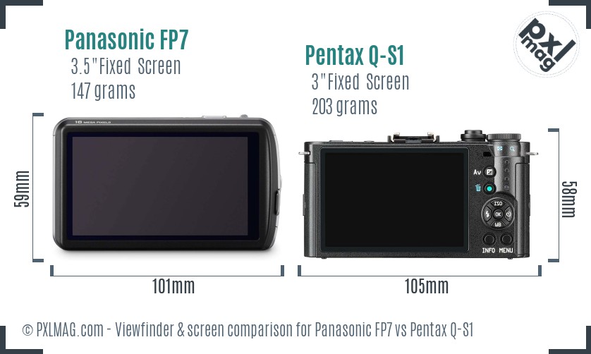 Panasonic FP7 vs Pentax Q-S1 Screen and Viewfinder comparison