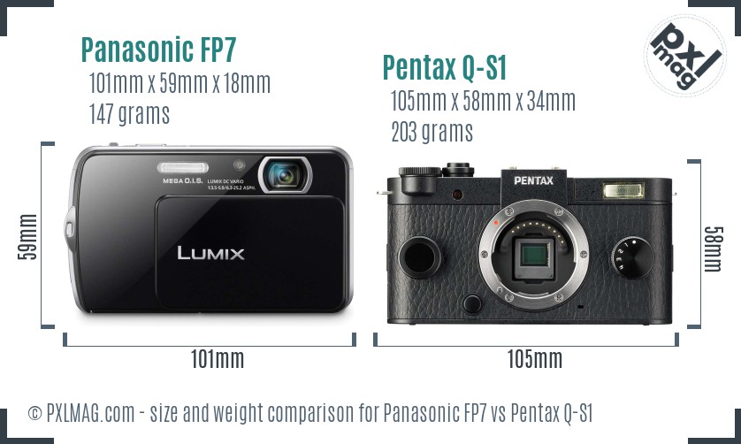 Panasonic FP7 vs Pentax Q-S1 size comparison