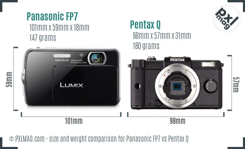 Panasonic FP7 vs Pentax Q size comparison