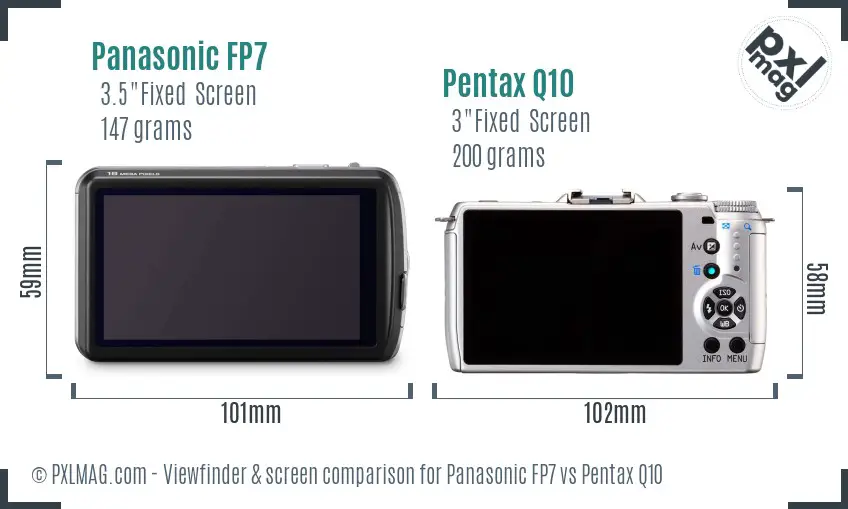 Panasonic FP7 vs Pentax Q10 Screen and Viewfinder comparison