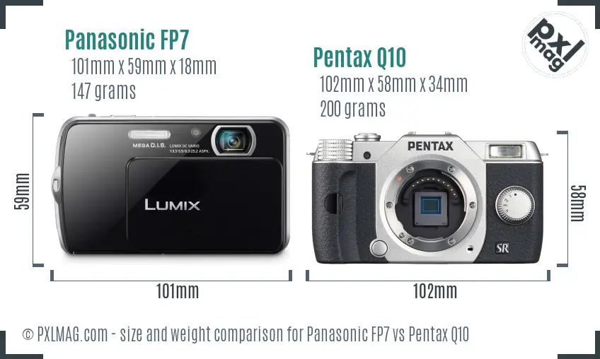 Panasonic FP7 vs Pentax Q10 size comparison