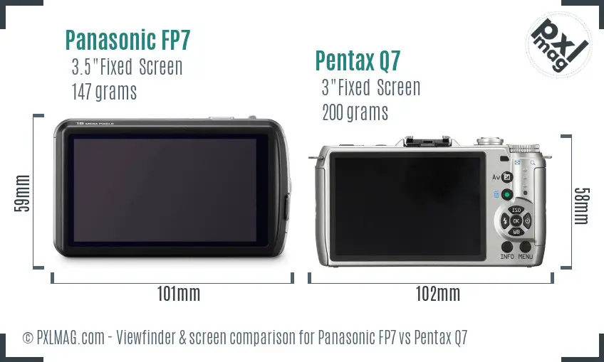 Panasonic FP7 vs Pentax Q7 Screen and Viewfinder comparison