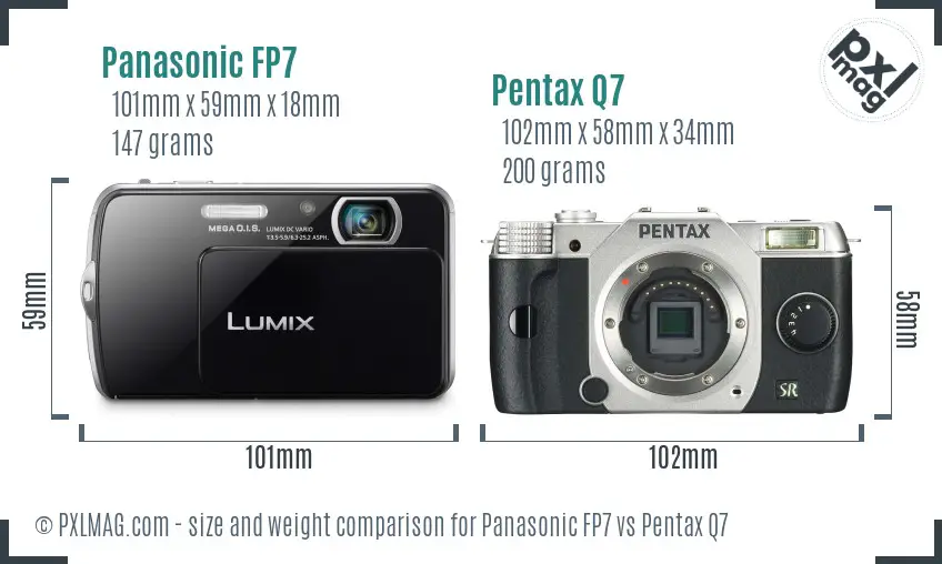 Panasonic FP7 vs Pentax Q7 size comparison