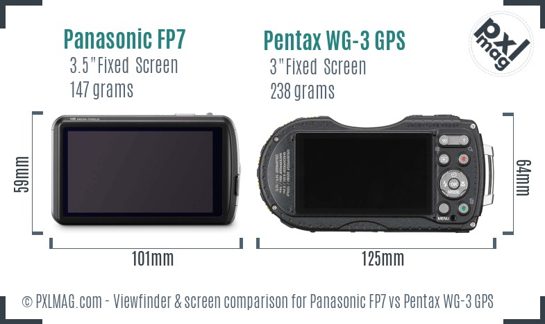 Panasonic FP7 vs Pentax WG-3 GPS Screen and Viewfinder comparison