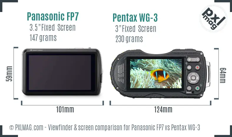 Panasonic FP7 vs Pentax WG-3 Screen and Viewfinder comparison