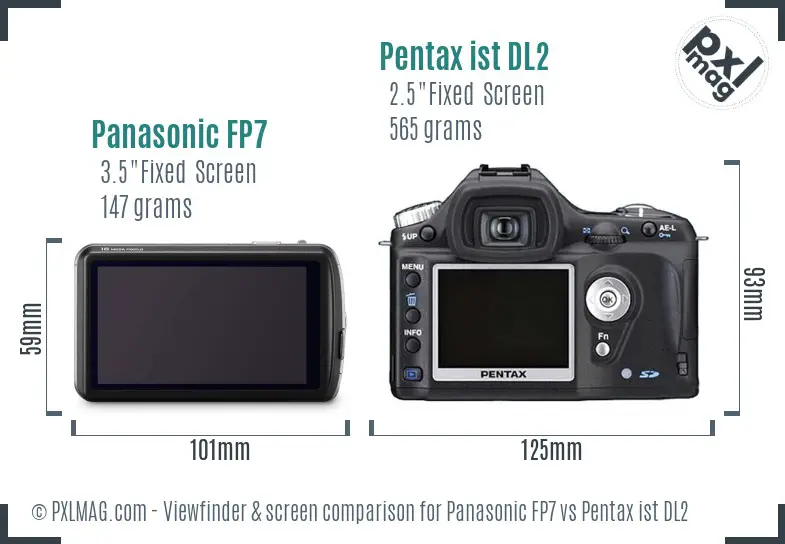 Panasonic FP7 vs Pentax ist DL2 Screen and Viewfinder comparison