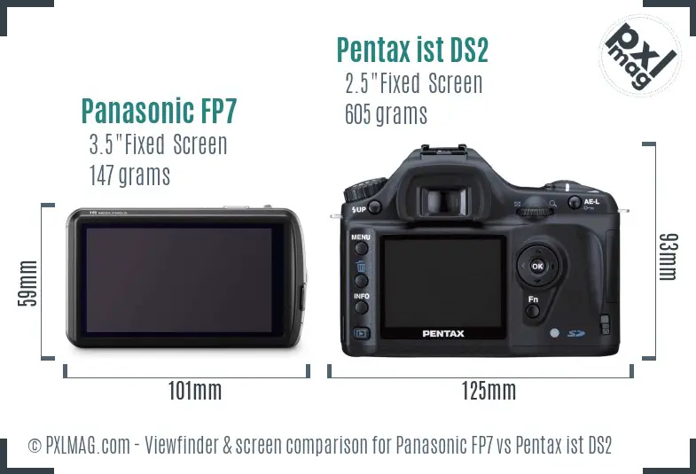 Panasonic FP7 vs Pentax ist DS2 Screen and Viewfinder comparison