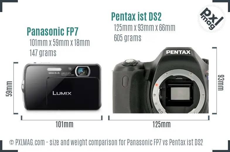 Panasonic FP7 vs Pentax ist DS2 size comparison