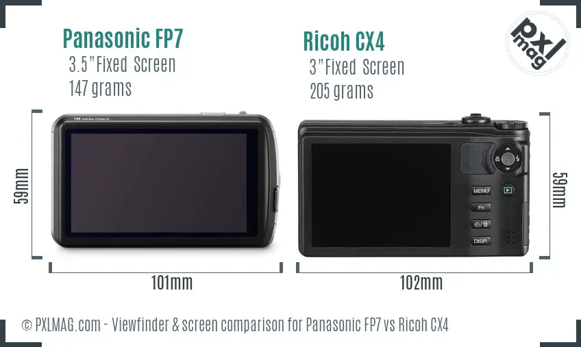 Panasonic FP7 vs Ricoh CX4 Screen and Viewfinder comparison Panasonic FP7 vs Ricoh CX4 Screen and Viewfinder comparison