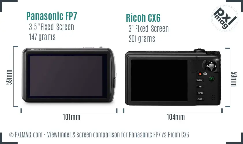 Panasonic FP7 vs Ricoh CX6 Screen and Viewfinder comparison