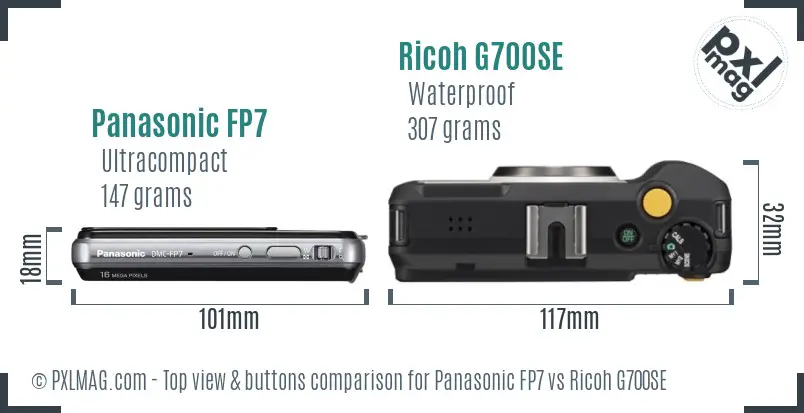 Panasonic FP7 vs Ricoh G700SE top view buttons comparison Panasonic FP7 vs Ricoh G700SE top view buttons comparison